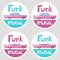 Funk music stickers. Cartoon vector illustration