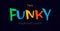 Funku playful alphabet, dynamic laidback letters, bright, colorful and vibrant font for uneven expressive logo, lively