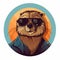 Funky Beaver Wearing Sunglasses - Vintage Vector Illustration