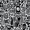 Funky Black And White Tribal Symbols Doodle Poster