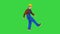 Funky dancing by young construction worker in safety hat on a green screen, chroma key.