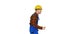 Funky dancing by young construction worker in safety hat on white background.