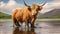 Funky Footwear: A Highland Cow Embracing Fashion