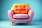 Funky hip purple and orange armchair isolated on bold background