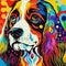 Funky Modern King Charles Spaniel Dog Portrait