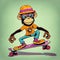 funky monkey skater illustration background