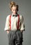 Funky style. suspender and bow tie. old fashioned child. vintage english style. retro fashion model. vintage charleston