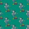 Funky woman mechanic seamless pattern