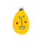 Funky yellow strange egg with sarcastic face. Cute quirky comic Easter egg