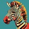 Funky Zebra: Retro Vector Illustration With Colorful Patterns