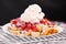 Funnel Cake with Strawberries and Whipped Cream