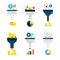 Funnel Chart Flat Objects Set over White