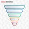 Funnel or cone symbol. Business pyramid with 5 steps, options or levels. Marketing and sales infograph layout. Vector illustration