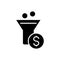 Funnel profit - conversion funnel icon, vector illustration, black sign