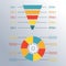 Funnel symbol and circle infographics template. Infographic or web design element . Template for marketing, conversion or sales.
