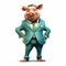 Funny 3d Pig In Suit: Hilarious Anthropomorphic Character With A Twist