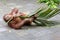 Funny and adorable expression of a young Sumatran orangutan playing.