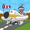 Funny Airplane on Airstrip and Control Tower