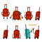 Funny airplane travelling bag character set vector