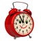 Funny alarm clock on white background. 3D