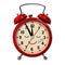 Funny alarm clock on white background. 3D