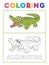 Funny Alligator Crocodile Animal Coloring Book with Example. Preschool worksheet for practicing fine colors recognition skill.