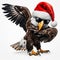 Funny American Bald Eagle in Santa Claus Hat and sunglasses, doing the Dab dance