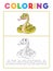 Funny Anaconda Snake Animal Coloring Book with Example. Preschool worksheet for practicing fine colors recognition skill. Vector