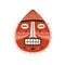 Funny ancient african tribal mask with closed eyes showing teeth in anger. Dreaded ethnic ritual symbol or souvenir