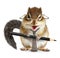 Funny animal businessman, chipmunk with tie and pencil