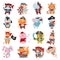 Funny Animal Character Pirates and Sailors Sailing and Seafaring Big Vector Set