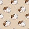 Funny animal cow cartoon, seamless pattern of wallpaper or background.  animal head mascot cute version cartoon vector