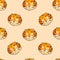 Funny animal tiger cartoon, seamless pattern of wallpaper or background.  animal head mascot cute version cartoon vector