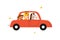 Funny animals driving a car. Vector illustration drawn in cartoon style