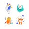 Funny animals at party vector illustrations set