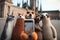 Funny animals taking selfie with smartphone