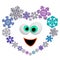 Funny animated heart made of snowflakes.