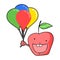 Funny apple face with balloons