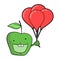 Funny apple face with balloons