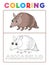 Funny Armadillo Animal Coloring Book with Example. Preschool worksheet for practicing fine colors recognition skill. Vector