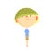 Funny artoon boy in green hat, colorful character vector Illustration