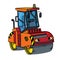 Funny asphalt compactor car with eye. Vector