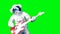 Funny astronaut play to bass guitar . Green screen. 3d renderimg.