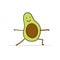Funny Avocado cartoon character doing Yoga. Isolated on white