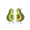 Funny Avocado Couple dancing. Cartoon characters. Isolated on white