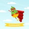 Funny Avocado Fruit Hero in Mask and Cloak Rushing to Rescue Vector Illustration