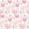 Funny awkward pastel rosy tulip seamless pattern