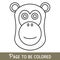 Funny Baboon Face to be colored, the coloring book for preschool kids with easy educational gaming level, medium.vector