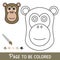 Funny Baboon Face to be colored, the coloring book for preschool kids with easy educational gaming level.vector