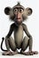 Funny baboon on a white background. AI genarated